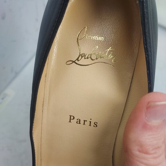 Christian Louboutin Apostrophy Black Heel Pump Shoe - Picture 6 of 9
